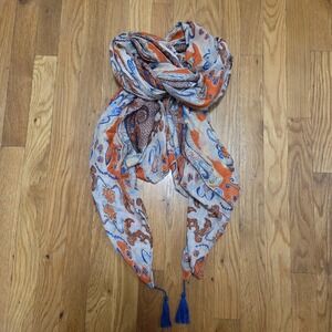 C Shawl Scarf Made For Multipurpose Wear Nude Orange 78x35